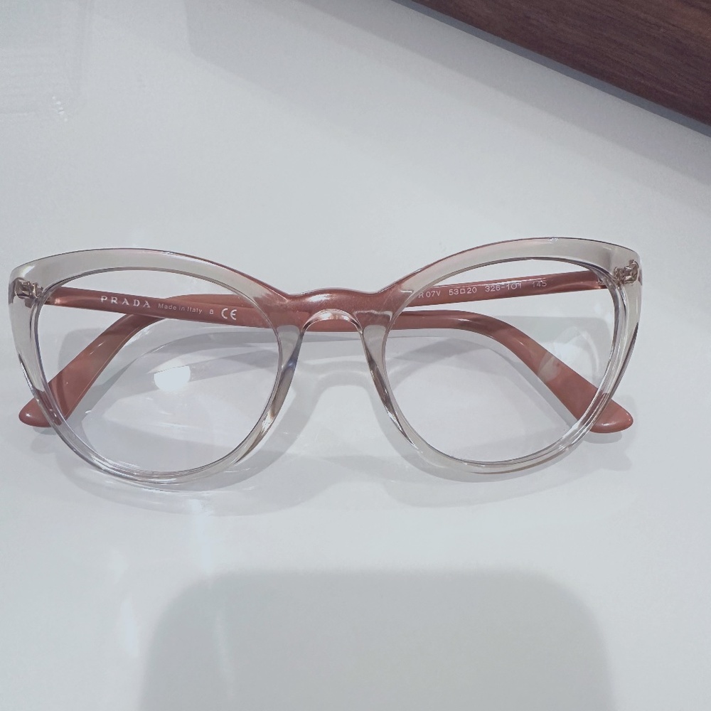 Prada clear pink cat eye eyeglass frames, VPR07V